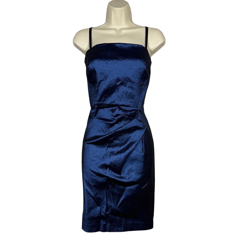 Calvin Klein Strapless Bodycon Dress Blue Shimmer Fitted Formal Event - 10